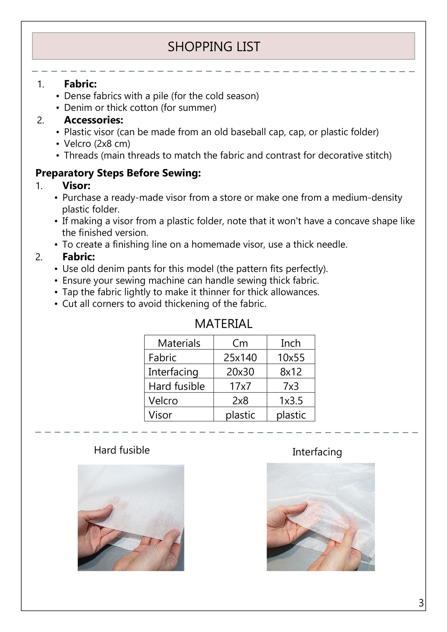 Tennis Visor PDF pattern