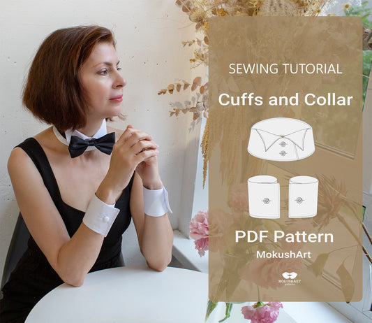 Shirt collar pattern, Detachable collar pattern, Cuffs patterns, Sewing patterns, Pdf pattern